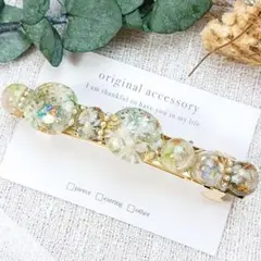1650＊ハンドメイド♡押し花のバレッタ　グリーン