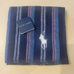 新品 未使用 Ralph Lauren ハンカチ ネイビー ストライプのサムネイル
