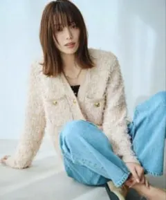 数日限定価格⭐︎ミラオーウェン ニットツイードショートジャケット