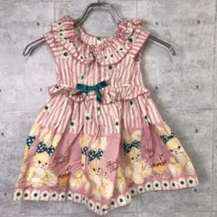 Shirley Temple うさぎ 鳥 ストライプ柄 リボン フリルワンピース