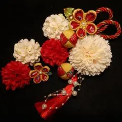 A75 和装 髪飾り 赤 白 金茶 成人式 結婚式 卒業式 振袖 袴 浴衣