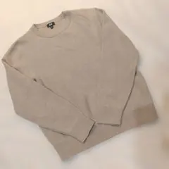 美品 ユニクロ ウォッシャブルミラノリブクルーネックセーター M ナチュラル