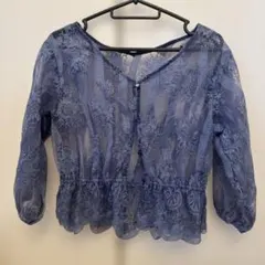GRL レースブラウス ブルー