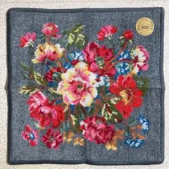 FEILER　フェイラー　タオルハンカチ　花柄　グレー系　約30cm