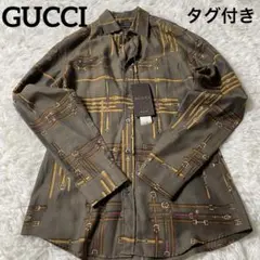 美品✨グッチ シルク GGゴールドボタン 長袖シャツ　ブラウス 36 ブラック GUCCI - 美品✨グッチ シルク GGゴールドボタン 長袖シャツ ブラウス