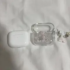 正規品AirPods本体 透明ケース リボン付き