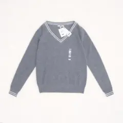 【新品タグ付】UNIQLO／コットンカシミヤクリケットセーター／グレー／XL