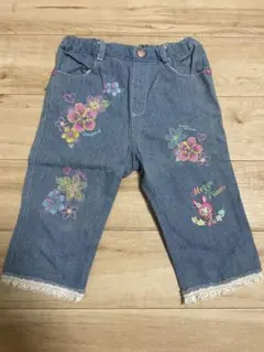 mezzo piano デニム パンツ 刺繍 レース　100cmのサムネイル