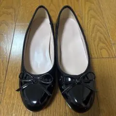 GRL エナメル調 リボン パンプス ブラック　バレーシューズのサムネイル