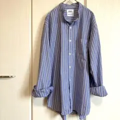 グローバルワーク❤️長袖✨ストライプ❤️Ｌ✨スタンドカラー❤️ブルー系✨ 汎用性◎