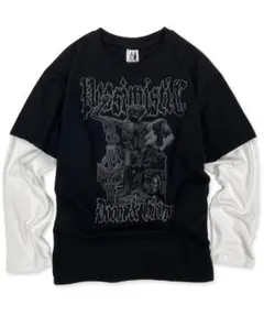 グラフィックプリント 七分袖カットソー