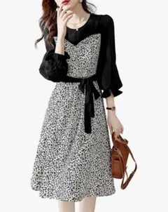 B.N.1 SELECT ワンピース シフォン フリル袖 花柄 切り替え 春 冬