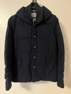 BEAMS ネイビー ダウンジャケット フード付き 木製ボタン