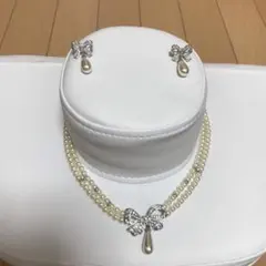 結婚式　二次会　パールネックレス＆ピアス2点セット
