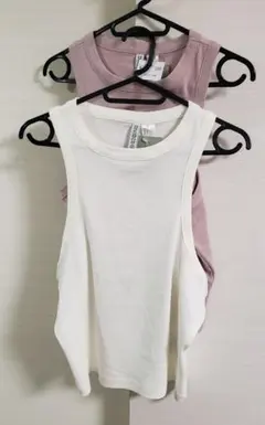 H&M　フィットネス　インナー　ホワイト　ピンク　L　２枚セット　新品