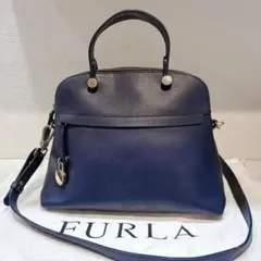 【美品】フルラパイパーM ハンドバッグ2way ネイビー