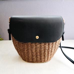 かごバッグ ブラック ショルダーバッグ かご風 春夏 レディース