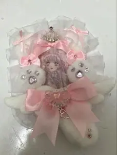 レースデコ カードケースデコ ピンク 量産型 硬質ケースデコ トレカケースデコ