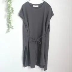 8715 ニコアンド ノースリーブカットソー チュニック トップス リボン 無地