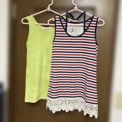 TipTop ストライプタンクトップ レース付き アロータンクトップ2枚セット