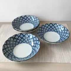 【4枚】新品 日本製 美濃焼 三峰 花七宝 浅鉢 小鉢