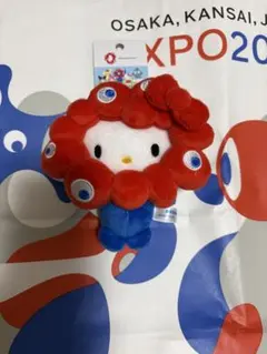 サンリオ ミャクミャク なりきりぬいぐるみ カラビナ 赤 ハローキティ