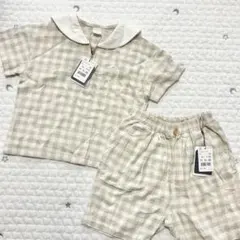バースデイ95コトリ新品タグ付き　チェックセーラーセットアップ　半袖　韓国子供服