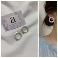 2082-1☺︎マットシルバーの太めフープピアス☺︎