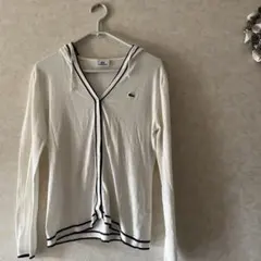 LACOSTE フード付きカーディガン 44 ホワイト❣️