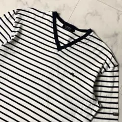 【Lサイズ】バーバリーブラックレーベル Vネック ボーダー ロンT 長袖Tシャツ