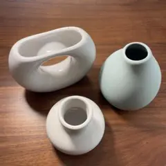 フラワーベース　花瓶　一輪挿し　陶器　ガラス　3点セット