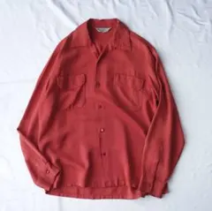50s レーヨンシャツ 絣 オレンジ - メルカリ