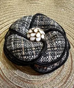 ツイード コサージュ ブラック【フォーマル ブローチ 結婚式 パーティー】