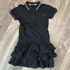 COMME CA ISM 黒 ワンピース 半袖 フリル付き