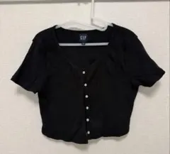 GAP ブラック 半袖ショート丈カーディガン Lサイズのサムネイル