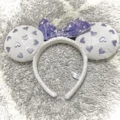 ミニーマウス風カチューシャ ホワイト パープル