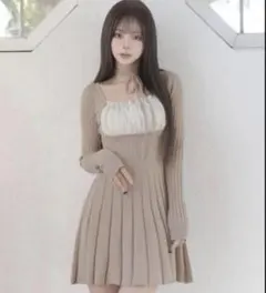 ダーリッチ ネックリボンデザインフレアミニワンピース