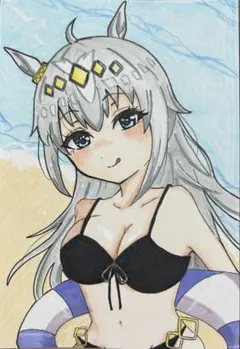 ウマ娘　オグリキャップ　ファンアート　手描き　原画　アナログ