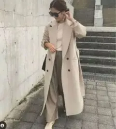 BLATE ベージュ ロングコート ベルト付き