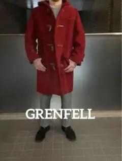 GRENFELL 赤 ダッフルコート ヘリンボーン XLメンズ
