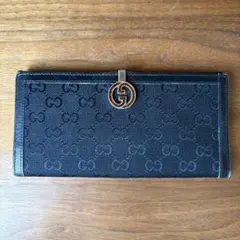 GUCCI 長財布 GG柄 ヴィンテージ ゴールド金具 ラウンドファスナー②