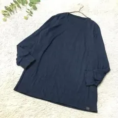 UNIQLO　超極暖ヒートテッククルーネックＴ/長袖　ネイビー　Ｌ　メンズ