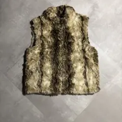 00s carolina fur vest ファーベスト　ベージュ　茶色　y2k