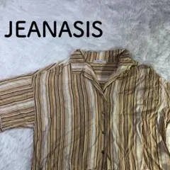 JEANASIS ストライプ 半袖シャツ ブラウス ベージュ Fサイズのサムネイル