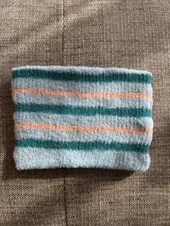 ネックウォーマー　キッズ　子供用　ストライプ　タオル地マフラー　水色