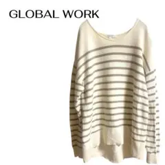 GLOBAL WORK ボーダーVネックニット カジュアル デート