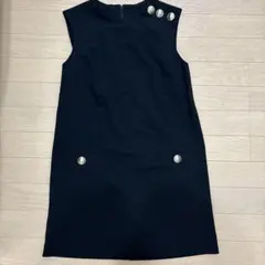 H&Mボタンデザイン ブラックミニワンピース XS