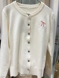 新品　リボン刺繍カーディガン　ホワイト　Mサイズ対応