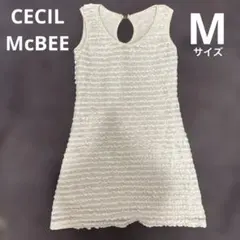 CECIL ホワイト フリル ノースリーブ トップス　チュニックワンピースのサムネイル
