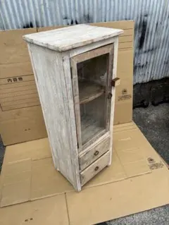 【一点物】作家オーダーメイド 卓上キャビネット シャビーシック 木製ガラス棚 一点物】作家オーダーメイド 卓上キャビネット シャビーシック 木製